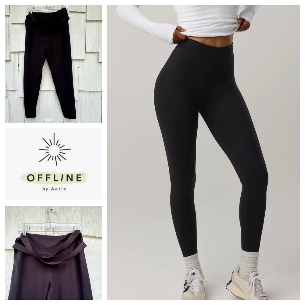 OFFLINE by Aerie The Hugger High Waisted Cross‎ Back Legging Black XL Long